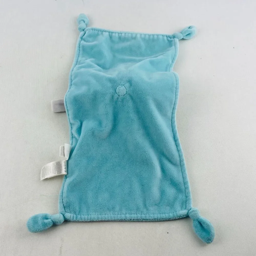Carters Elephant Lovey‎ Aqua Blue Security Blanket Rattle 15x7 Knotted
